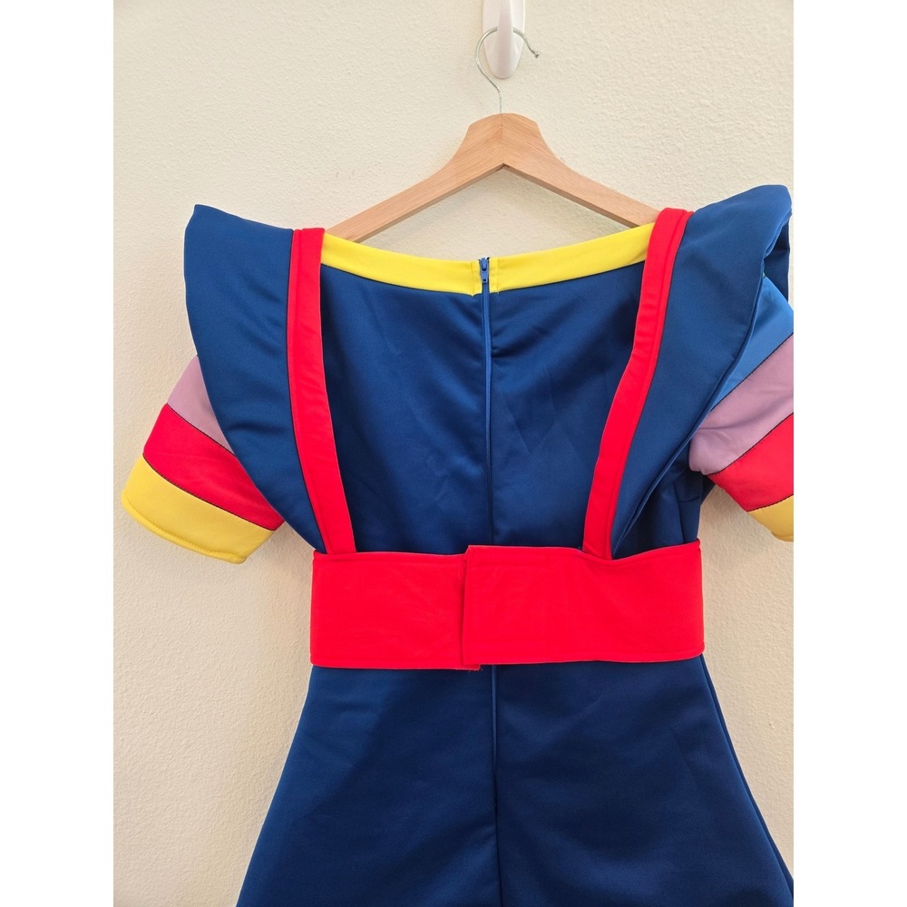 Rainbow Brite Womens Costume Dress Blue Rainbow Striped Halloween Cosplay S - Picture 6 of 9